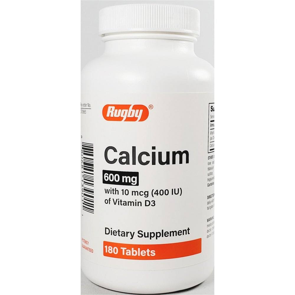 Rugby Calcium, 600 mg with D3 (400 IU) 180 Tablets Each (1 Pack)