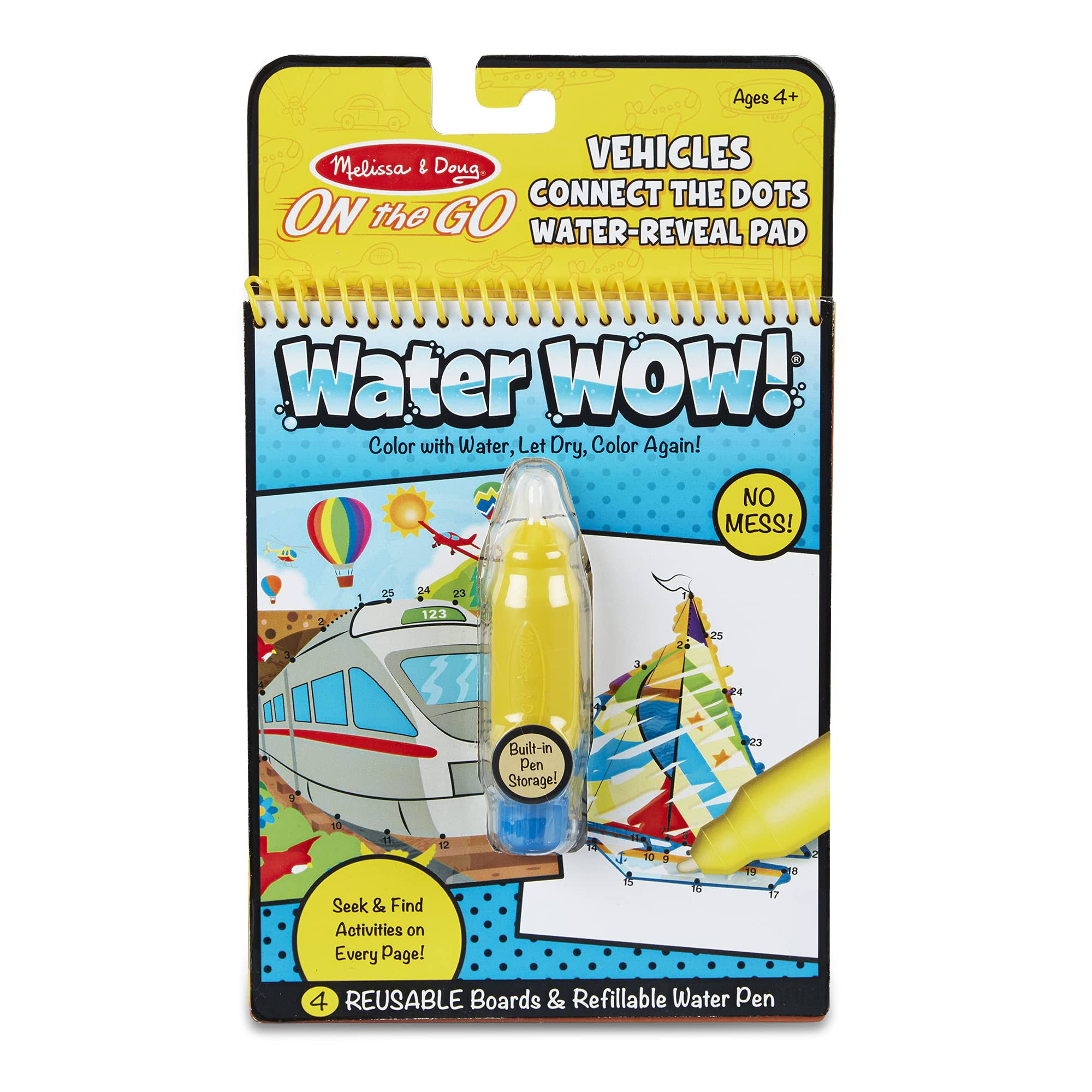 Melissa & Doug on The Go Water Wow! Reusable Water-Reveal Connect The Dots Activity Pad – Vehicles