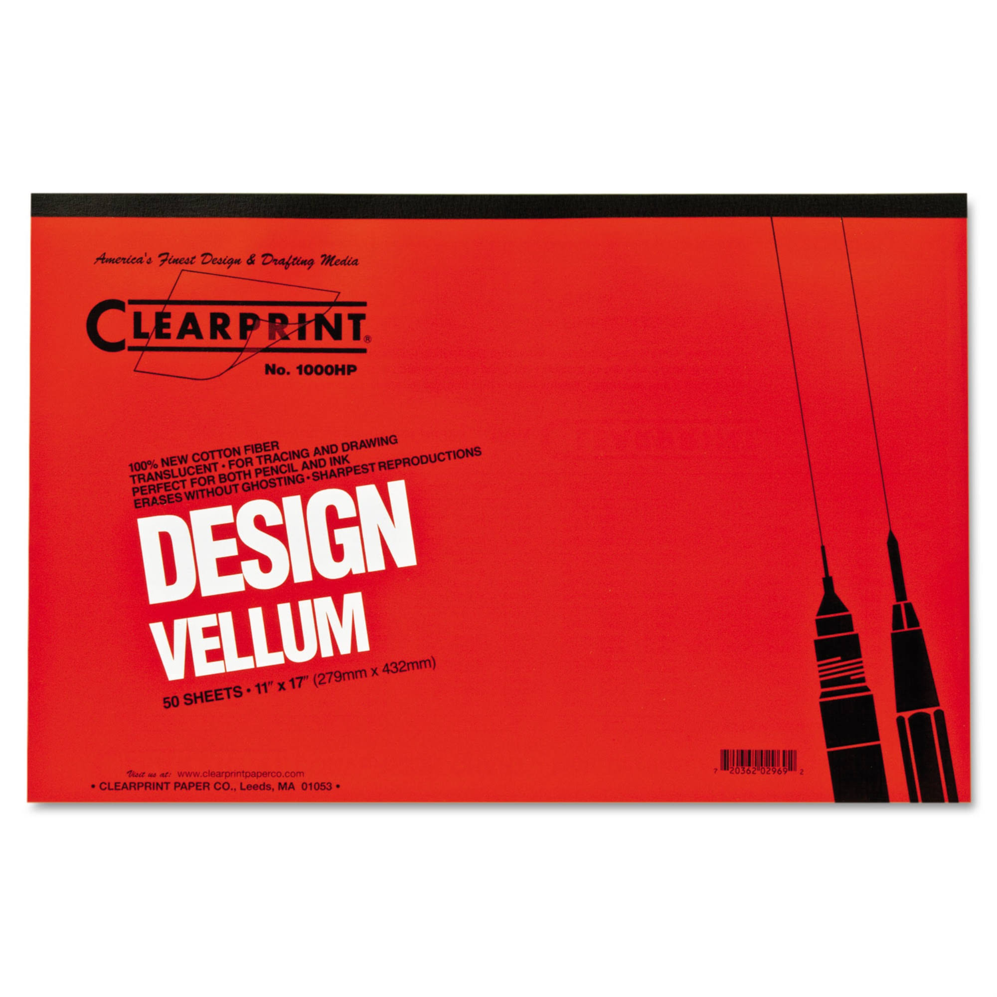 Clearprint 10001416 Design Vellum Paper - 16lbs, White, 11"x17", 50 Sheets
