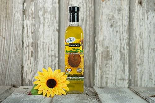 Smude Sunflower Oil 16 Ounce Glass [Cold Pressed, All Natural, NonGMO