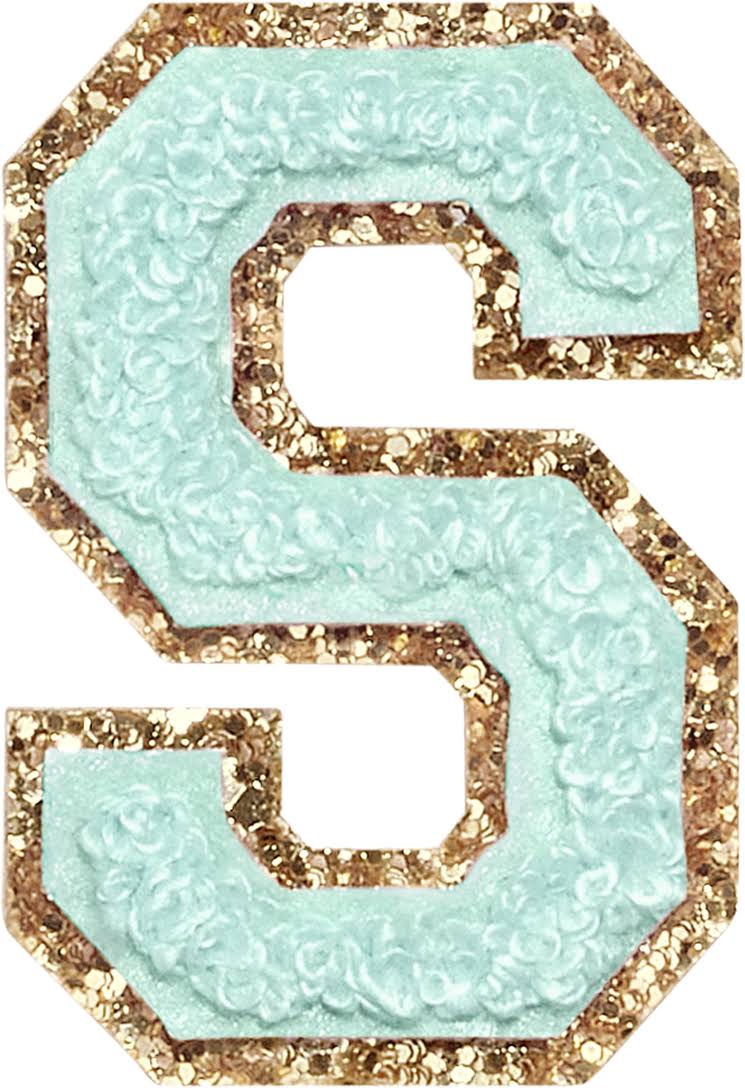 Cotton Candy Glitter Varsity Letter Patches - Letter S | Stoney Clover Lane