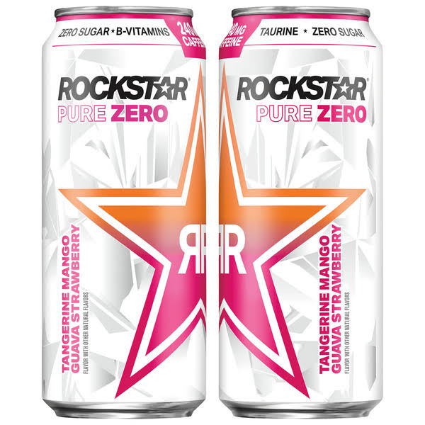 Rockstar Pure Zero Energy Drink, Sugar Free, Tangerine Mango Guava Strawberry - 16 fl oz