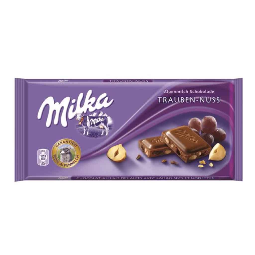 Milka Chocolate - Raisins & Hazelnuts, 100g