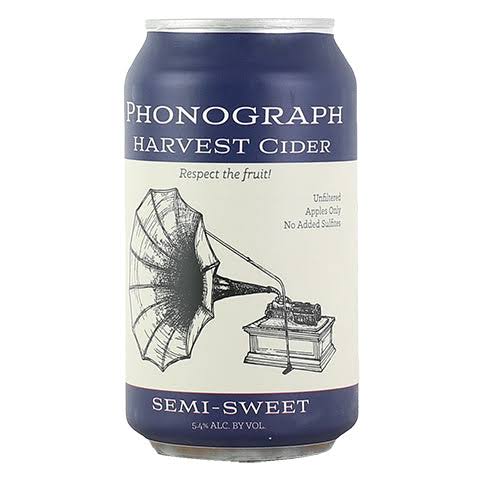 Phonograph (South Hill Blue can) Semi- Sweet Harvest Cider | 12 oz Single Can | Cider by South Hill Cider