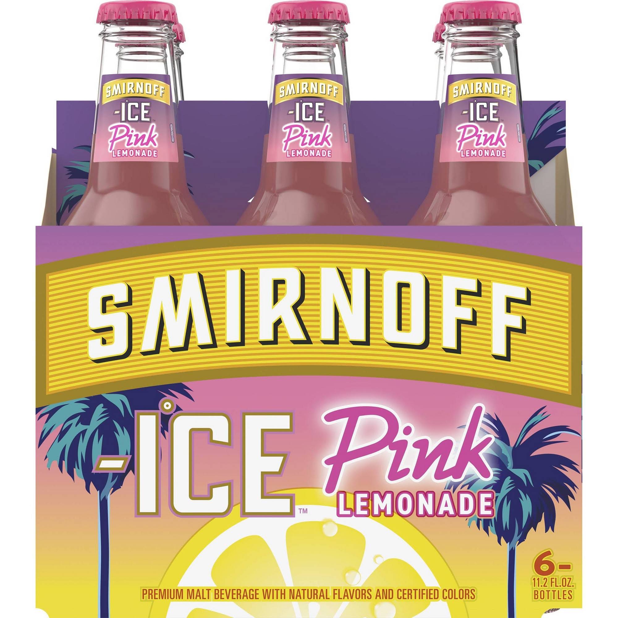 Smirnoff Ice Malt Beverage, Pink Lemonade, Premium - 6 pack, 11.2 fl oz bottles