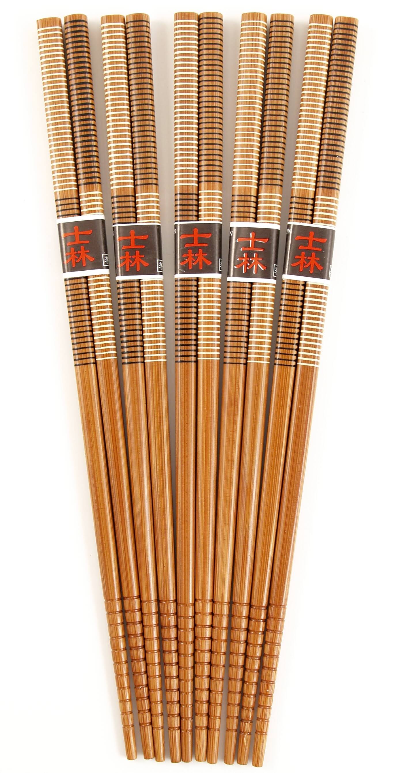BigKitchen Black and White Silk Wrapped Bamboo Chopsticks, 5 Pair