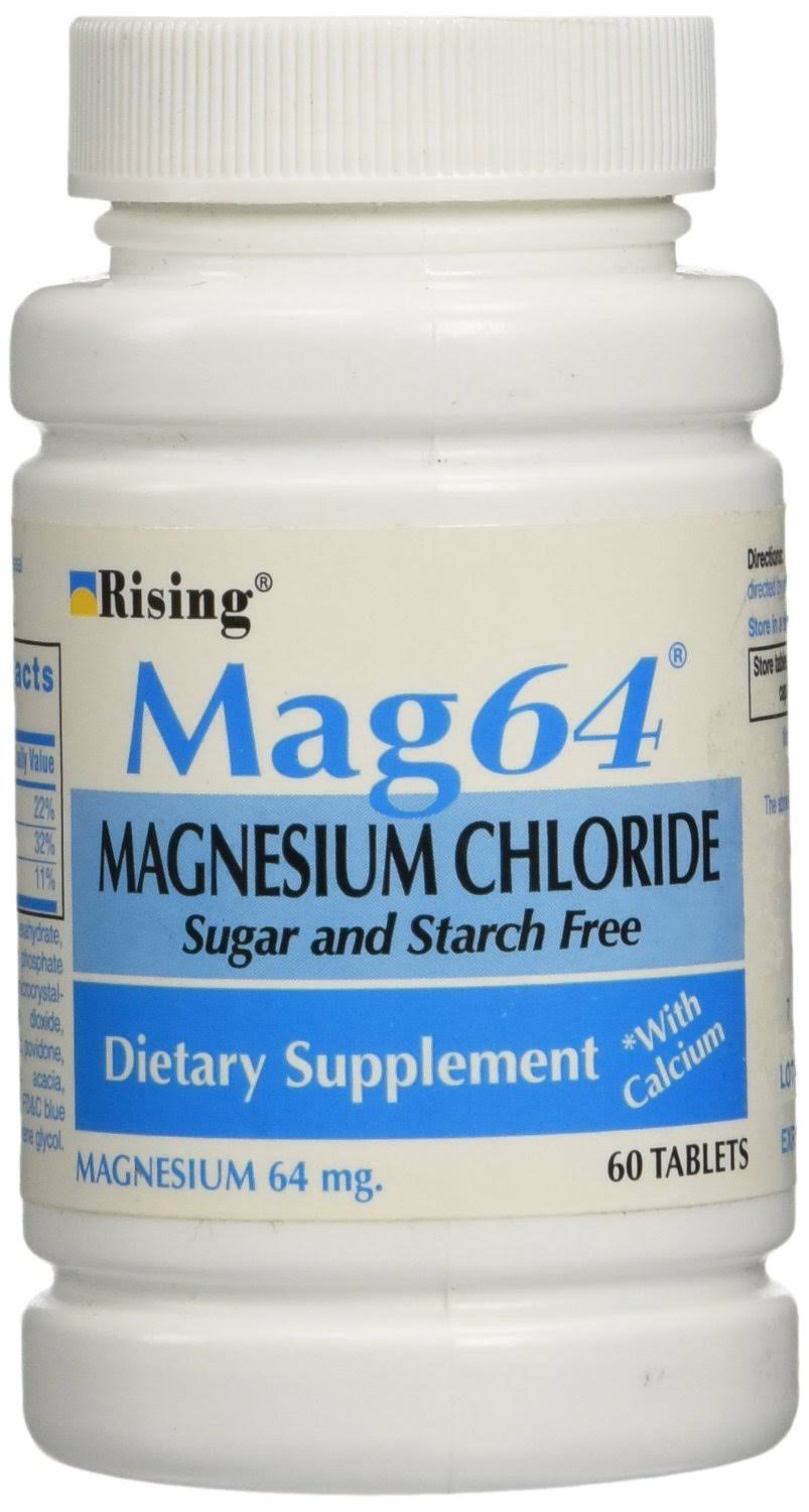 Rising Mag64 Magnesium Chloride with Calcium Supplement - 60 Tablets