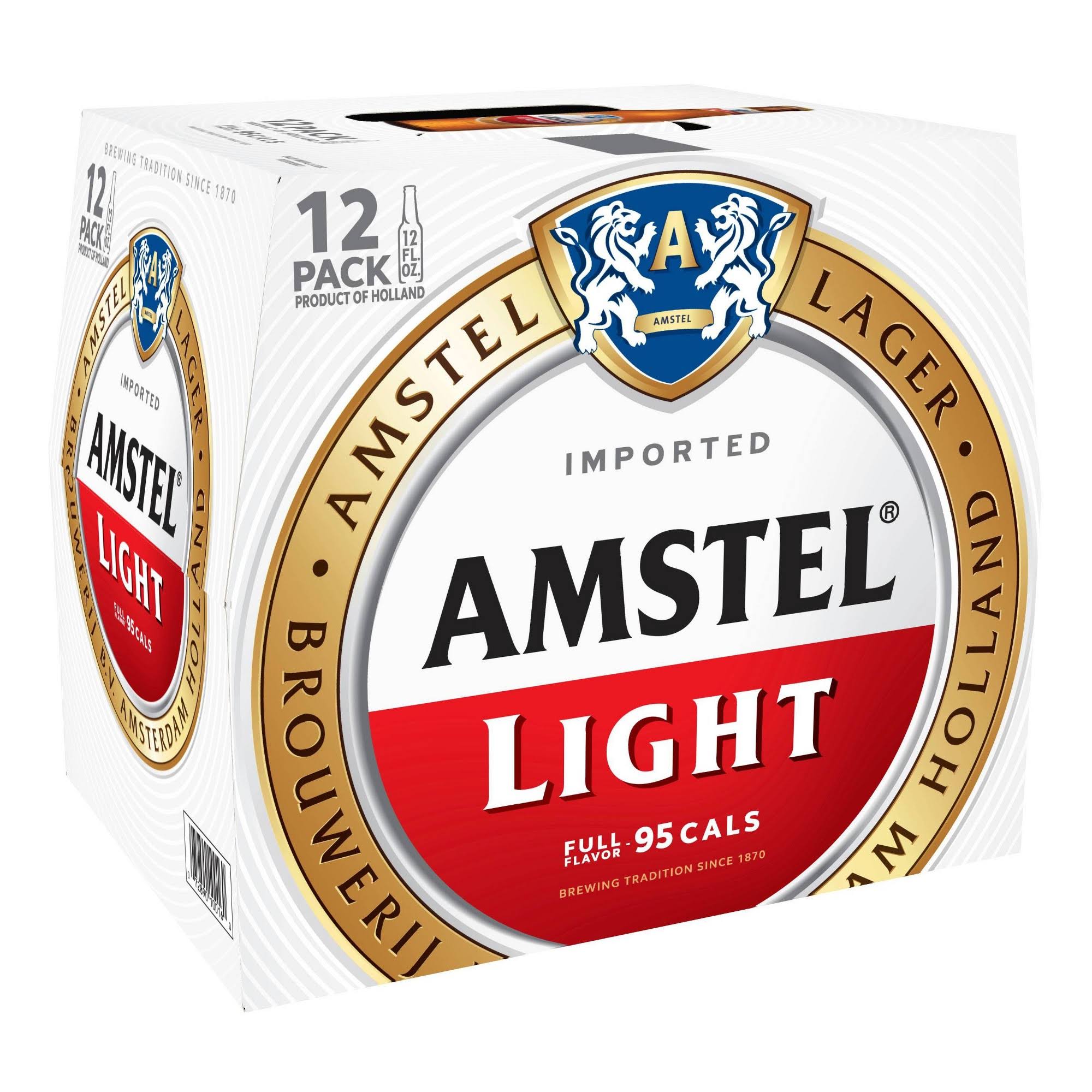 Amstel Light Lager Beer - 12 Bottles
