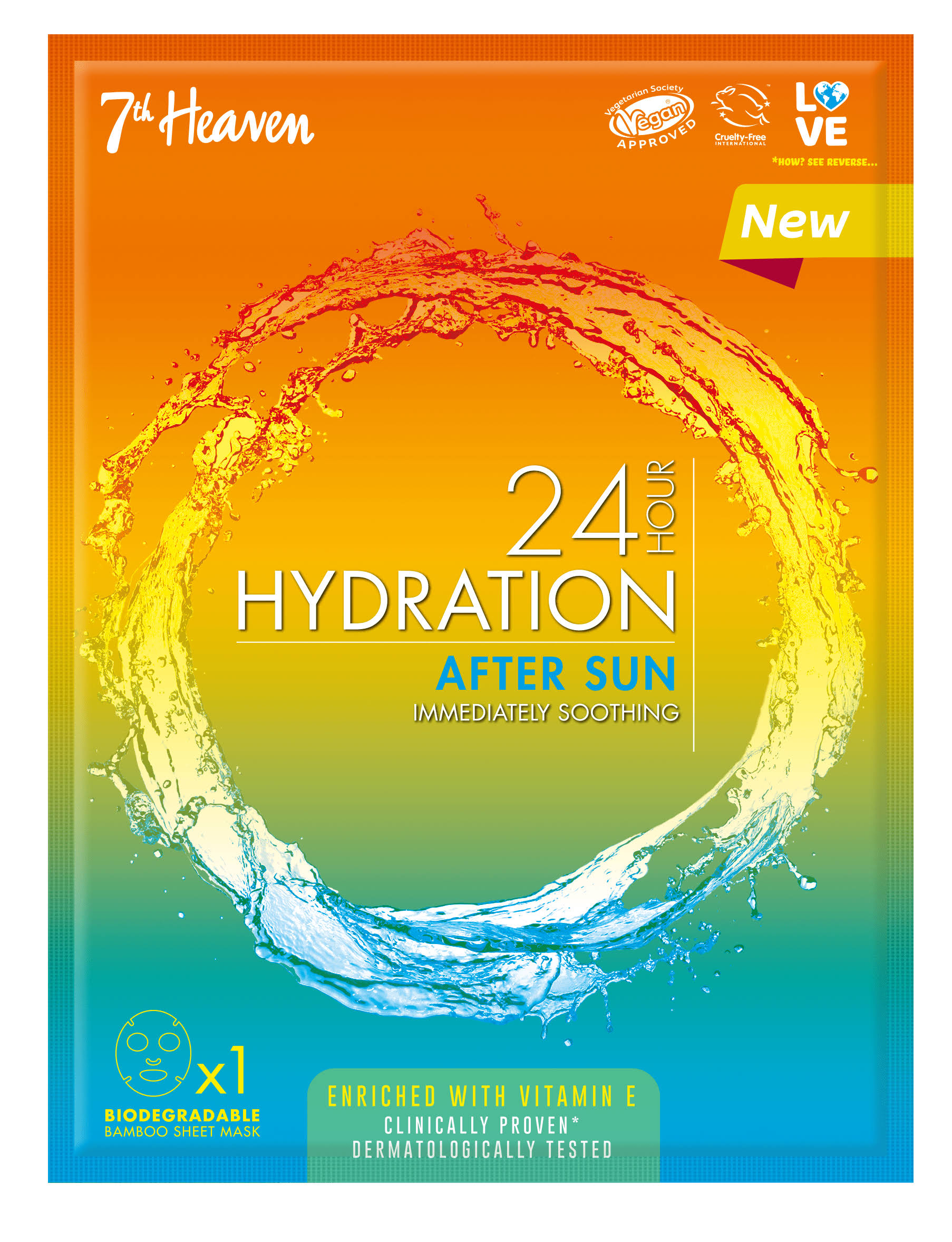 24 Hour Hydration After Sun Vegan Bamboo Face Mask Sheet 7th Heaven