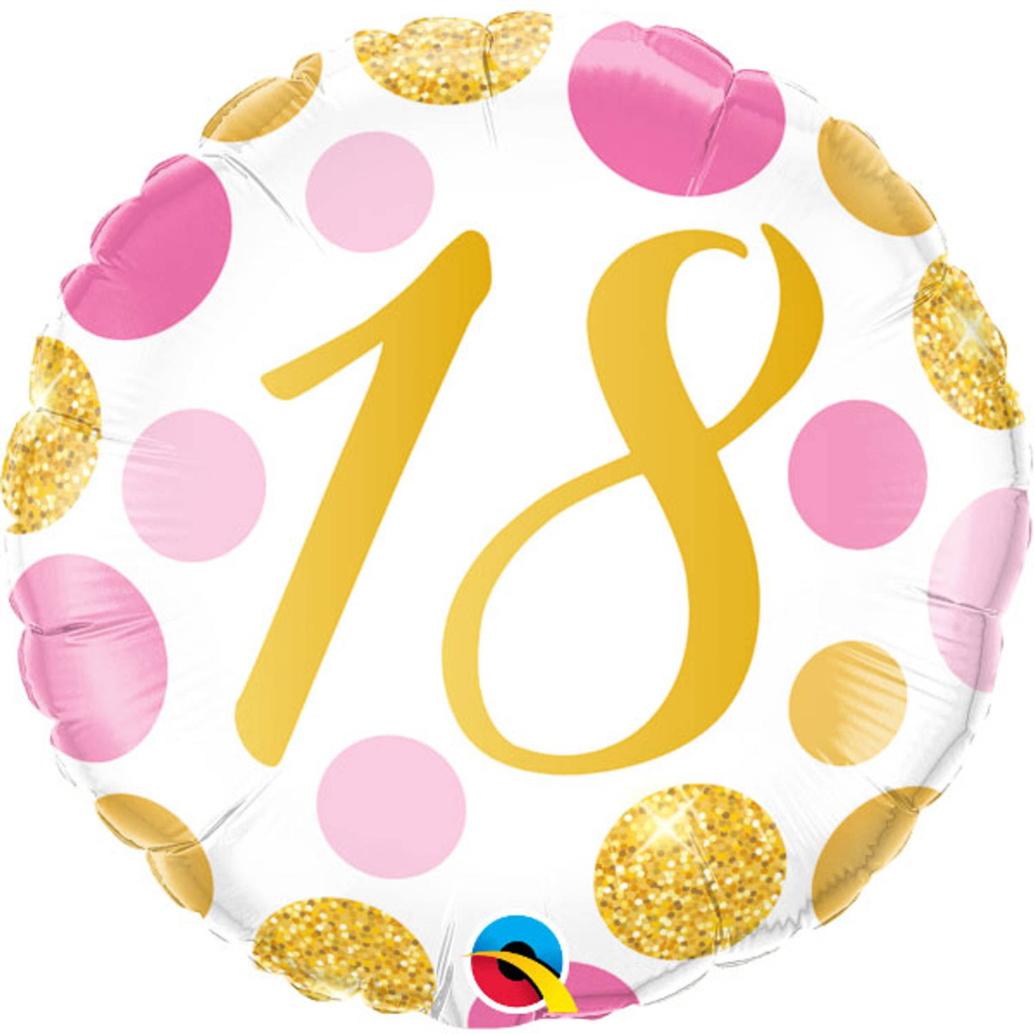 Pink & Gold Dots 18th 18" Foil Balloon