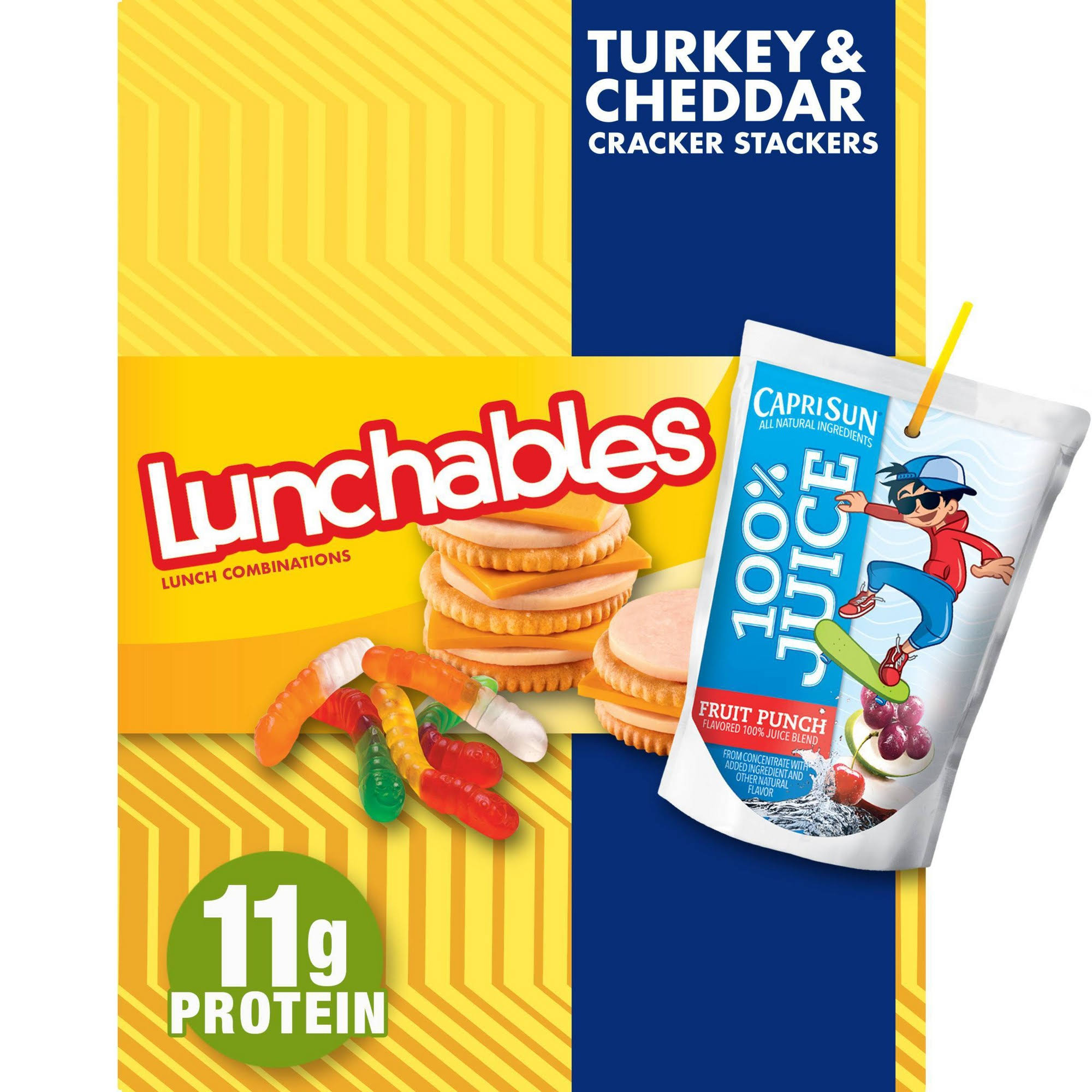 Lunchables Turkey & Cheddar Cracker Stackers - With 100% Juice Lunch Combinations, 177ml