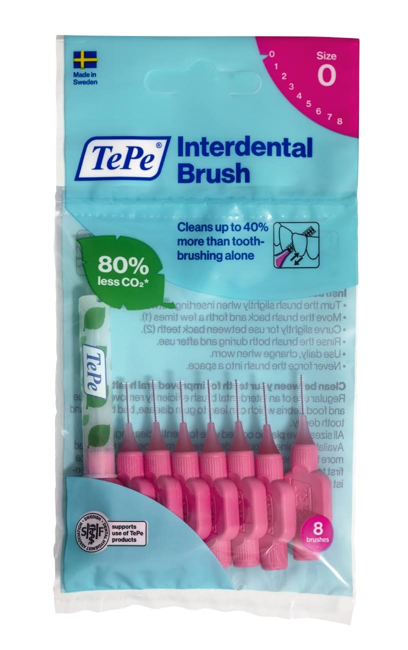 Tepe Interdental Brush Original Pink 0.4mm Size 0 - 8pcs
