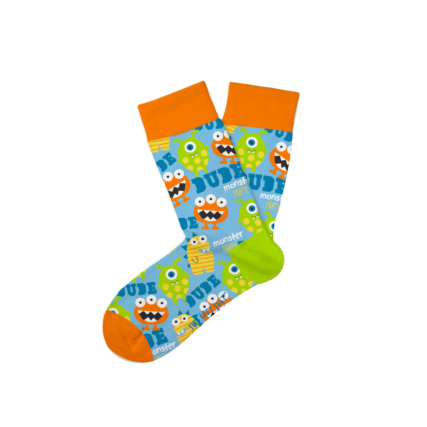DM Merchandising Kid's Sock Orange & Blue 'Monster Party' Socks Small