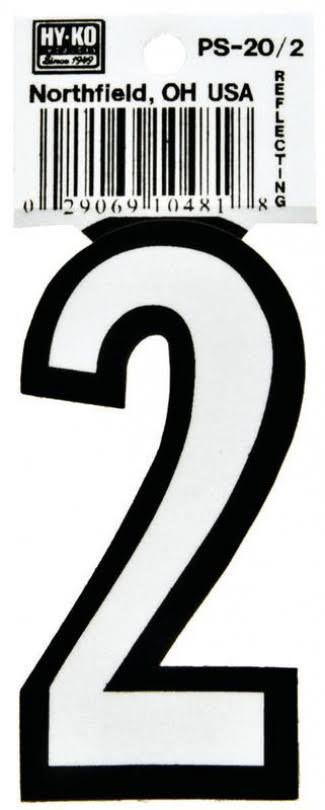 Hy-Ko Products Reflective Vinyl House Number - 3 1/4", #2