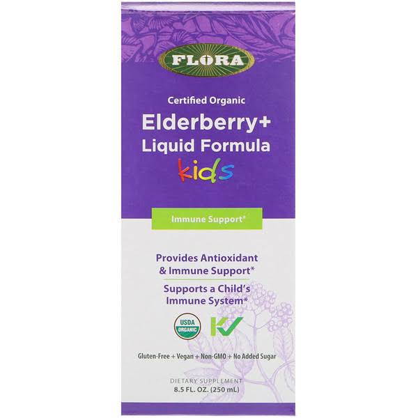 Flora Organic Elderberry Liquid Formula for Kids 8.5 oz - Immune Suppo
