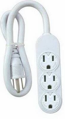 Master Electrician Power Strip - White, 3 Outlet, 15A, 125V, 1875W