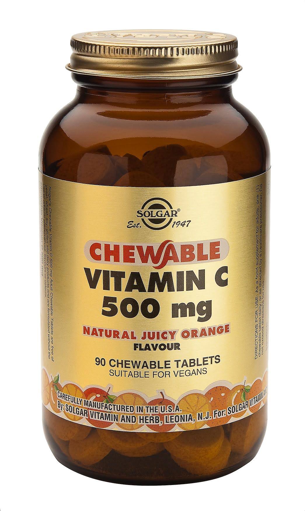 Solgar Chewable Vitamin C 500 Mg Natural - Juicy Orange Flavor, 90 Tablets