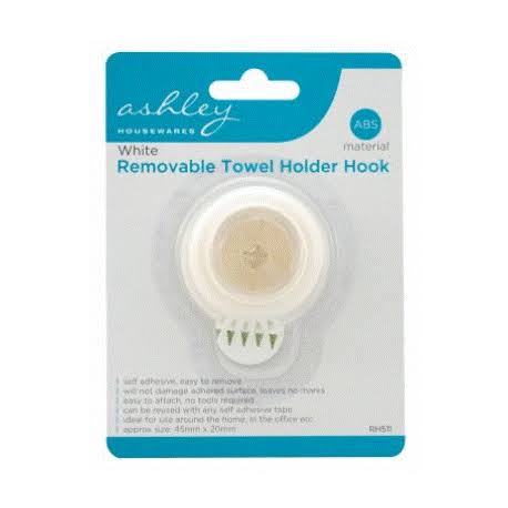 White removable towel holder hook
