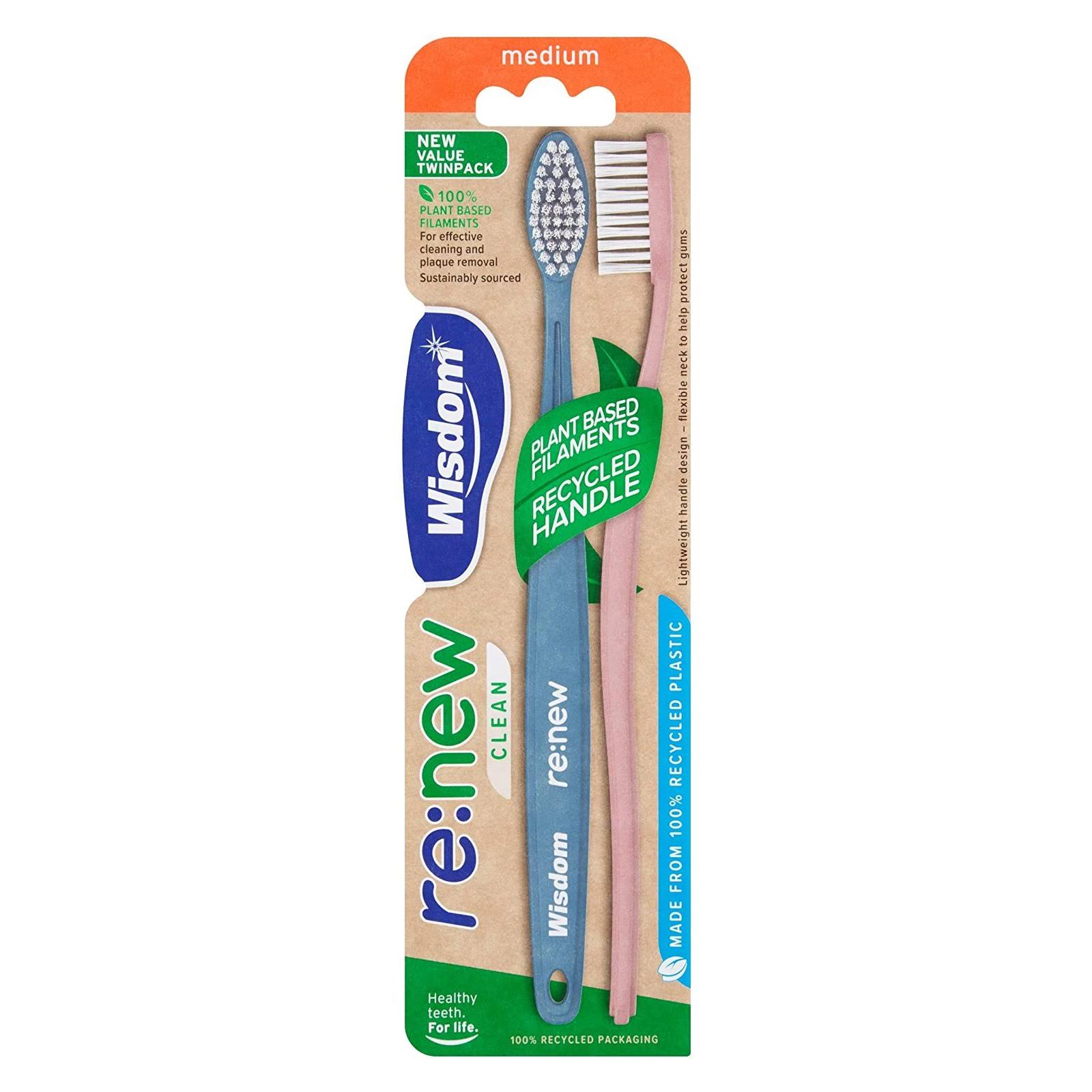 Wisdom Re:New Clean Medium Toothbrush Twin Pack 1x2pack