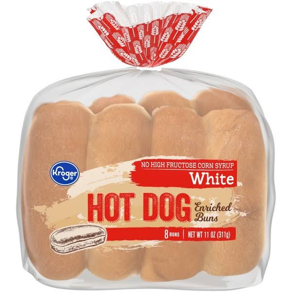 Kroger Enriched White Hot Dog Buns 8 Count / 11 oz