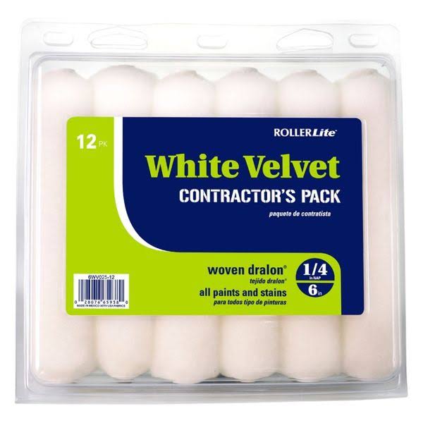 6" x 1/4" Dralon Woven Mini Roller Covers, Pack of 12, White, Paint Roller Accessories, by Quali-Tech MFG