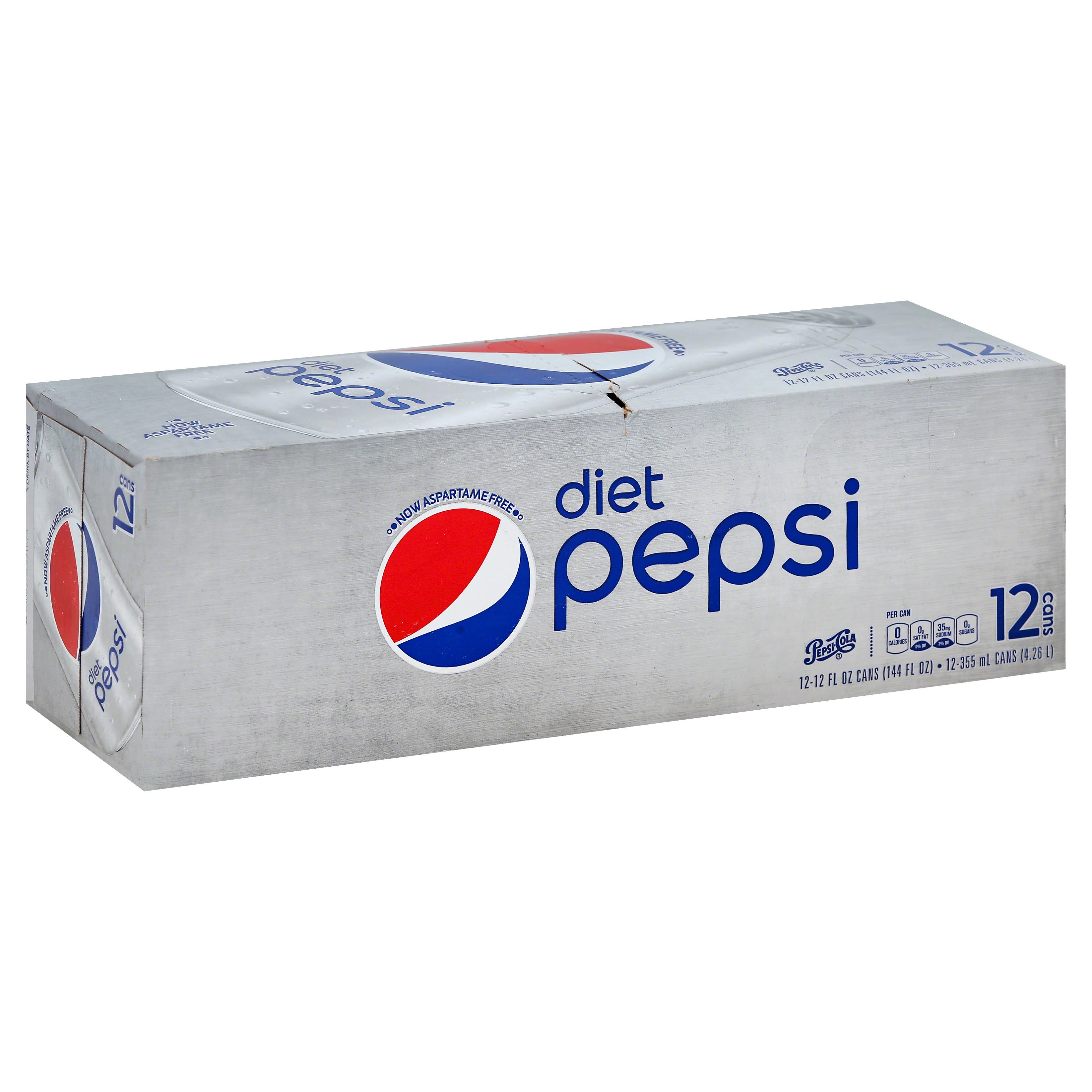 Pepsi Diet Pepsi Cola Canned Soda - 12 Cans