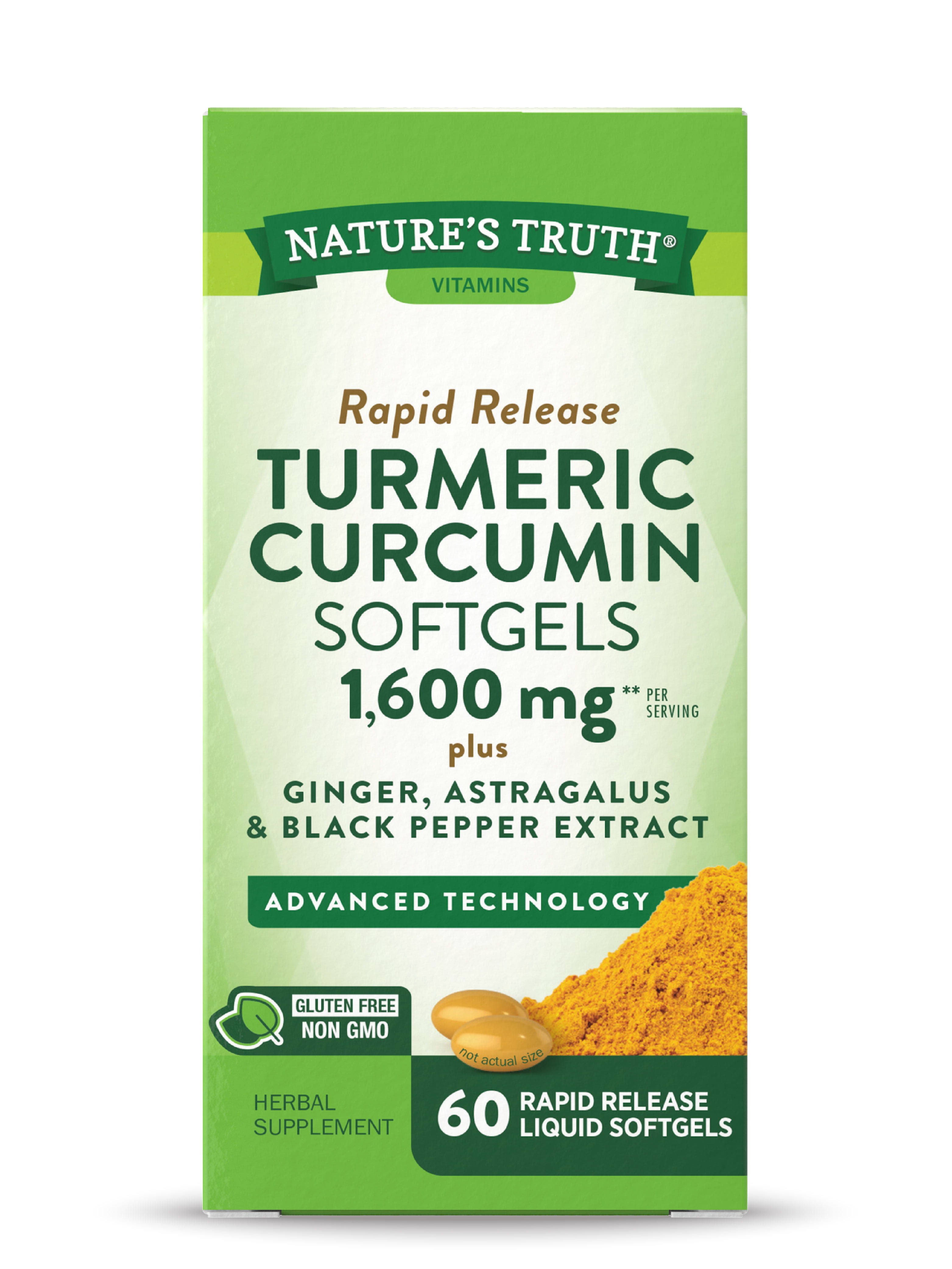 Nature's Truth Rapid Release Turmeric Curcumin Softgels, 1600mg - 60 L