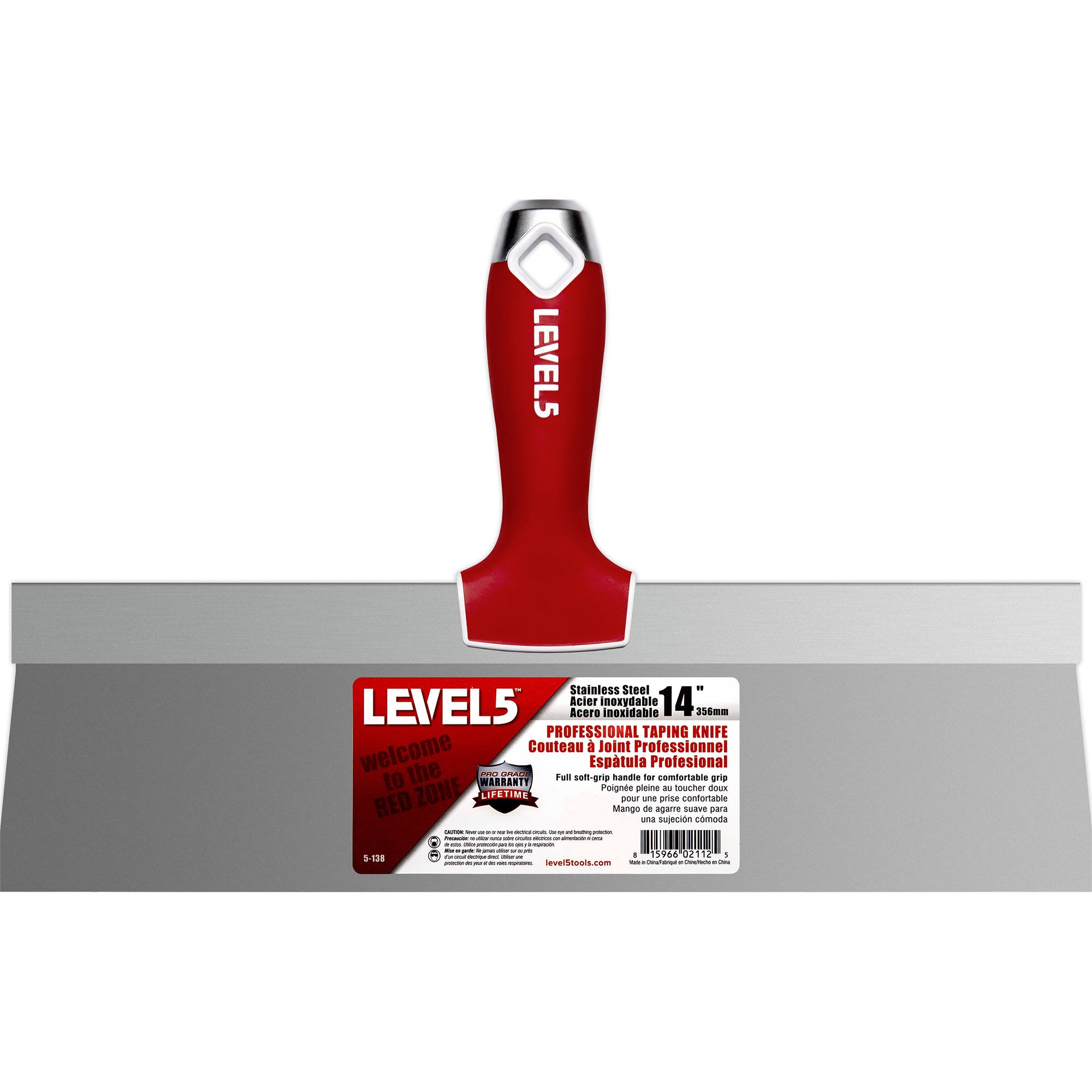 Level5 - 14" Stainless Steel Taping Knife with Soft Grip Handle