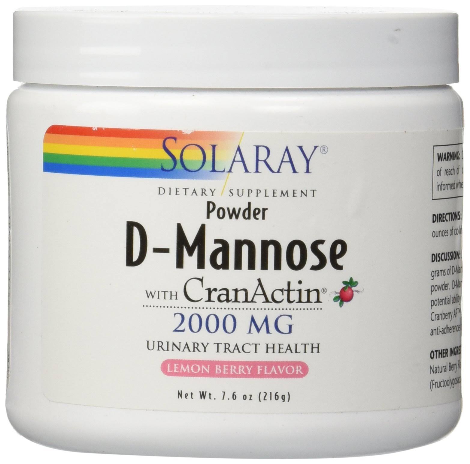 Solaray D-Mannose with CranActin - Lemon Berry Flavor, 7.6oz