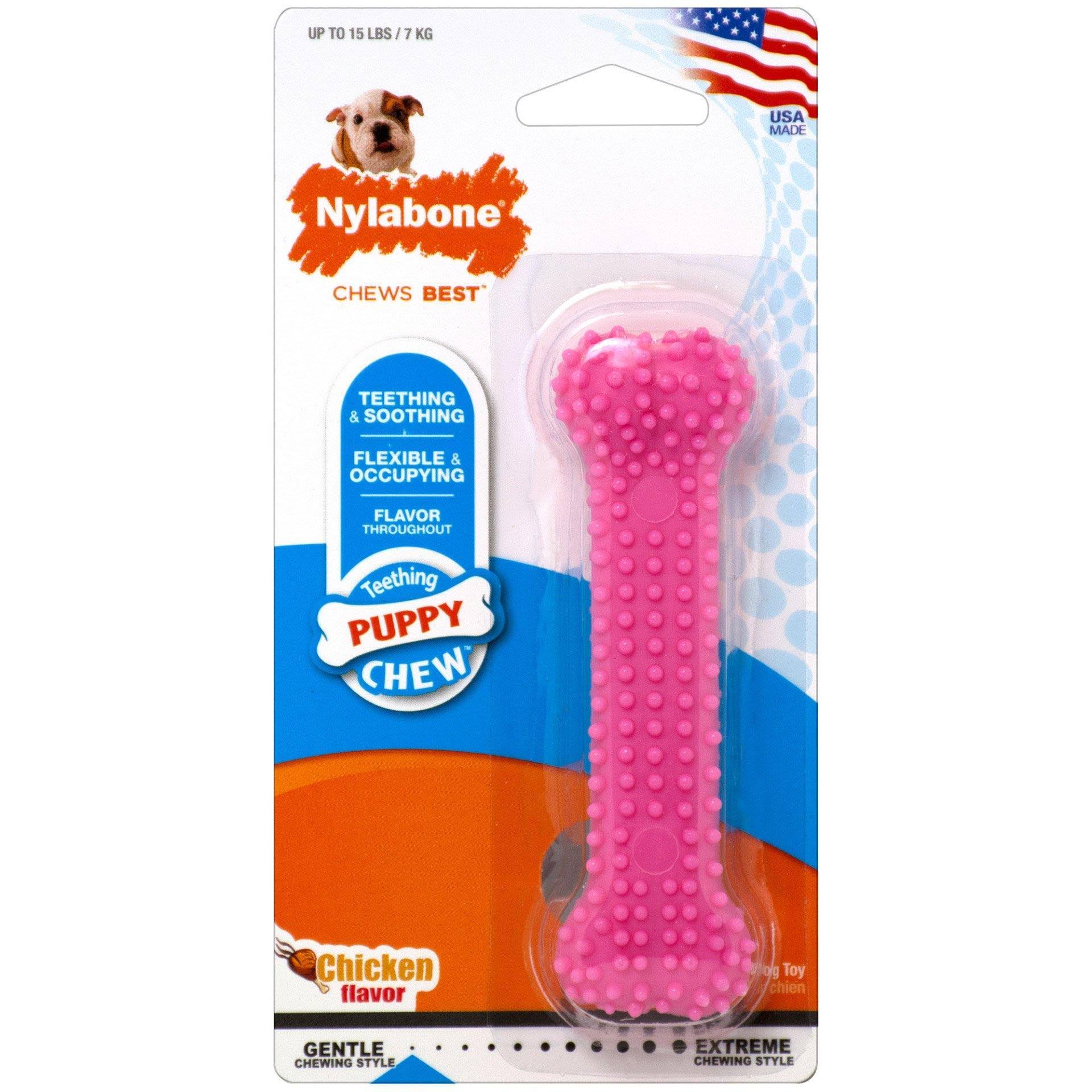 Nylabone Puppy Chew Dental Toy - Pink, Chicken