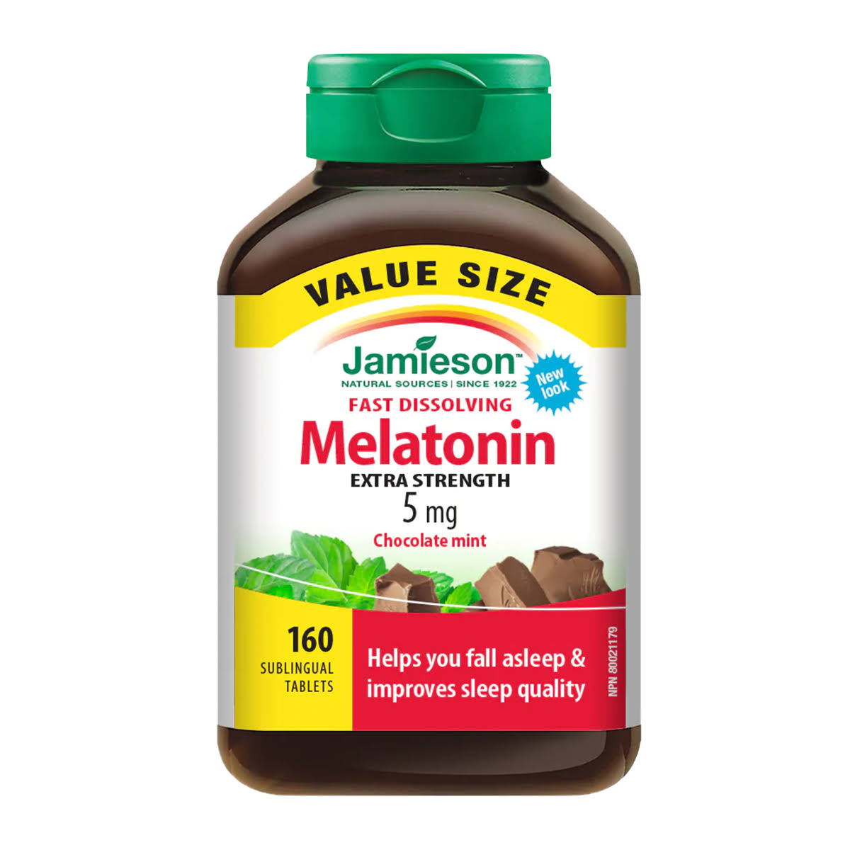 Jamieson Melatonin 5mg Fast Dissolving Chocolate Mint 160 Tablets