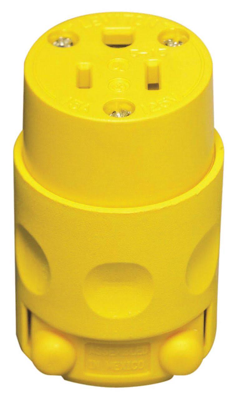 Leviton Pvc Grounding Cord Outlet - Yellow, 125V, 15A