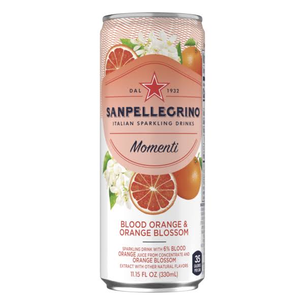 San Pellegrino Momenti Sparkling Drink, Blood Orange & Orange Blossom, Italian - 11.15 fl oz