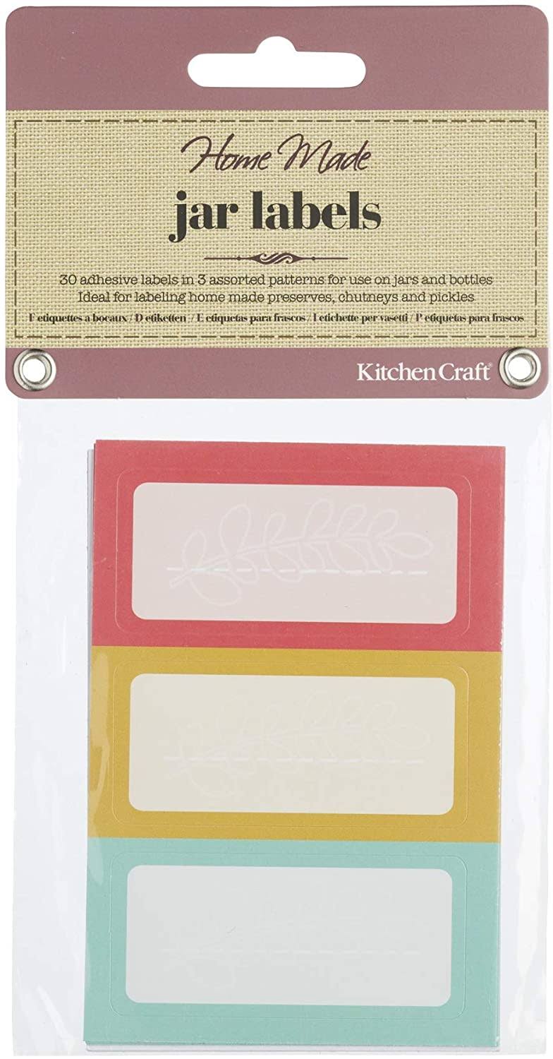 KitchenCraft Home Made Sticky Labels for Jars, Leaf Pattern, Multi-Colour, Paper,