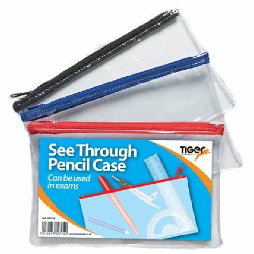 Tiger See Through Pencil Case 200 x 125mm (12 Pack) 300794