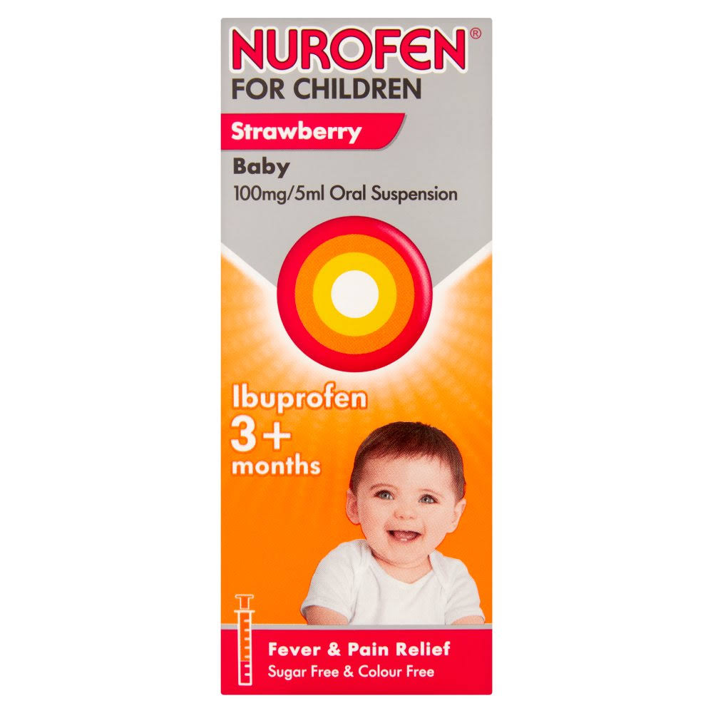 Nurofen for Children Baby Medicine Strawberry Ibuprofen, 100 mg - 3 Months Plus - 100 ml