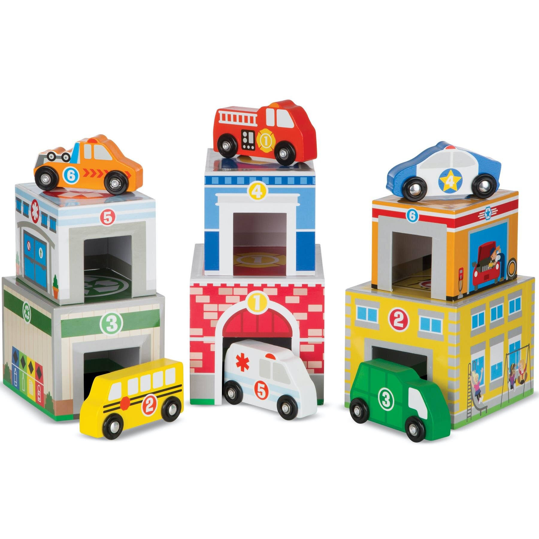 Melissa and Doug Nesting and Sorting Buildings and Vehicles Stacking Blocks