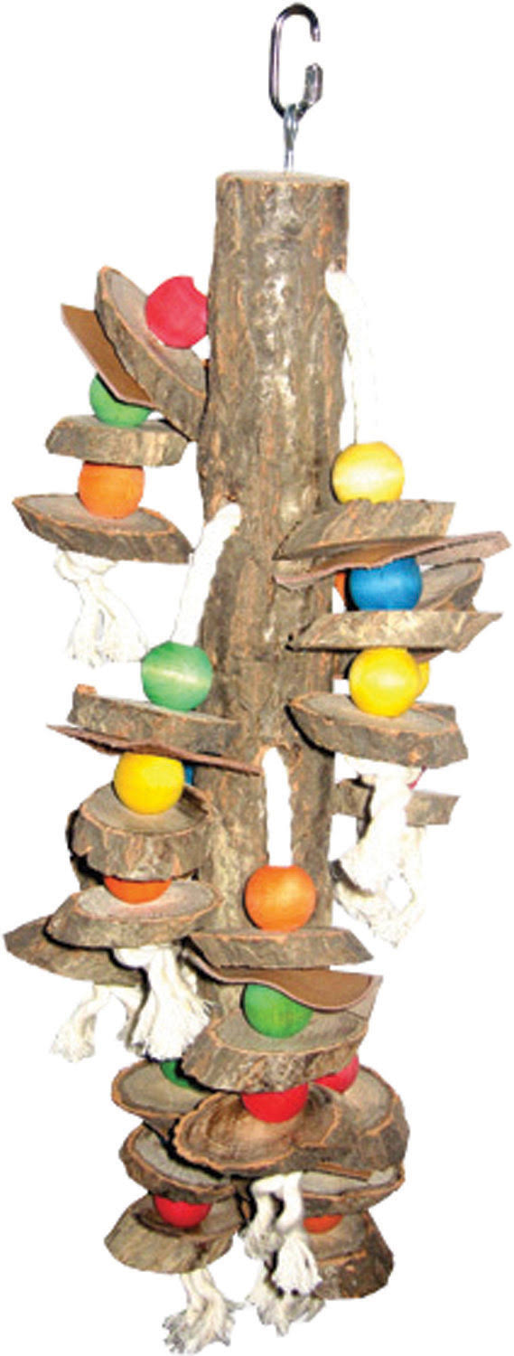 A and E Cage Company Happy beaks Wood Hanging Cylinders Assorted Bird Toy - 5" x 20"