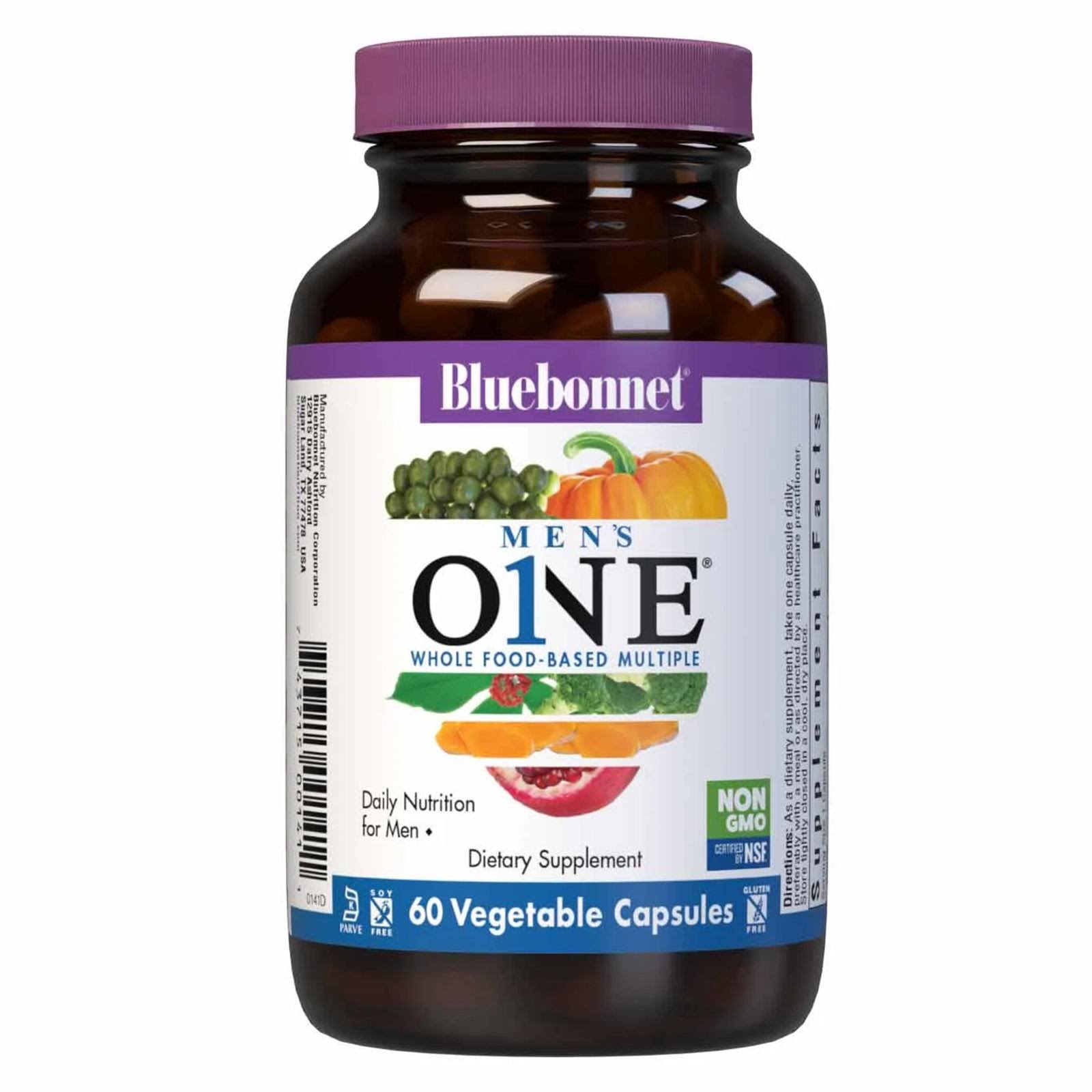 Bluebonnet Nutrition Men's One Whole Food-Based Multiple 60 Vegetable Capsules