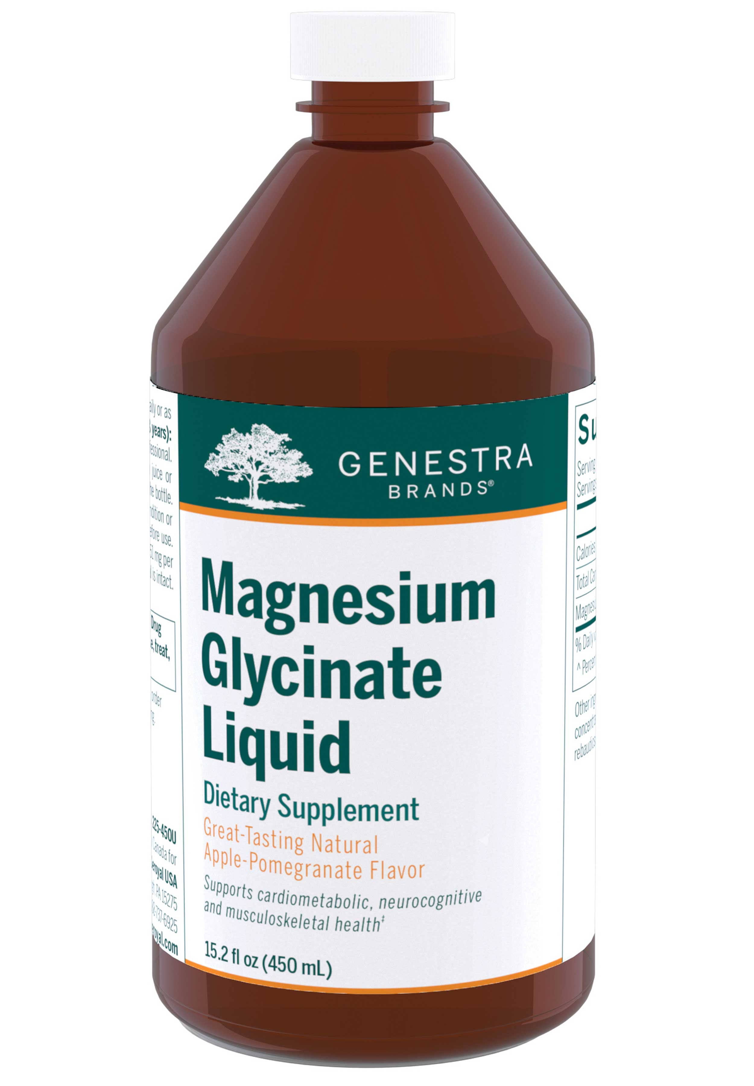 Genestra Brands Magnesium Glycinate Liquid Dietary Supplement - Apple Pomegranate, 15.2oz