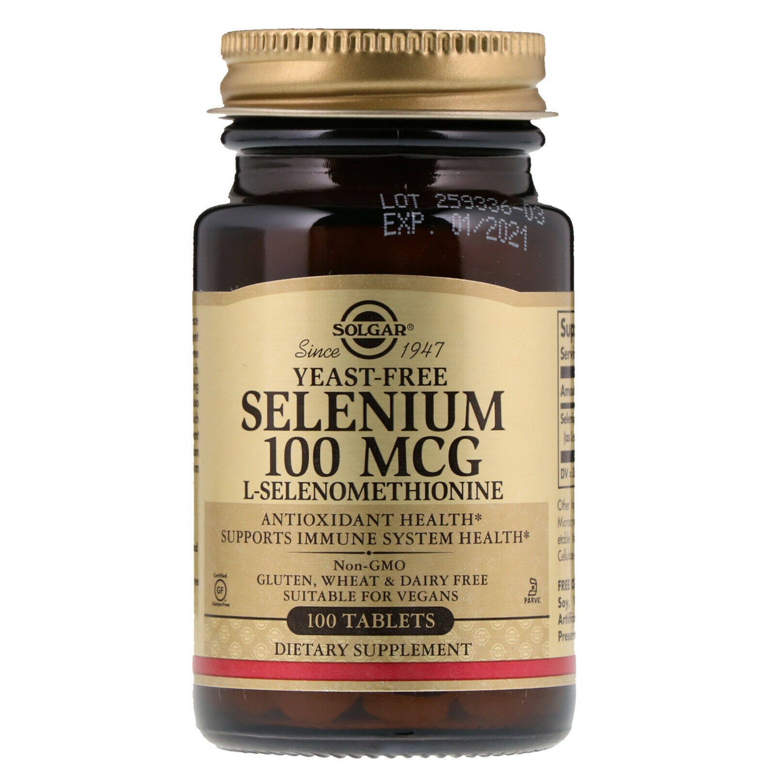 Solgar Yeast-Free Selenium 100mcg Dietary Supplement - 100 Tablets