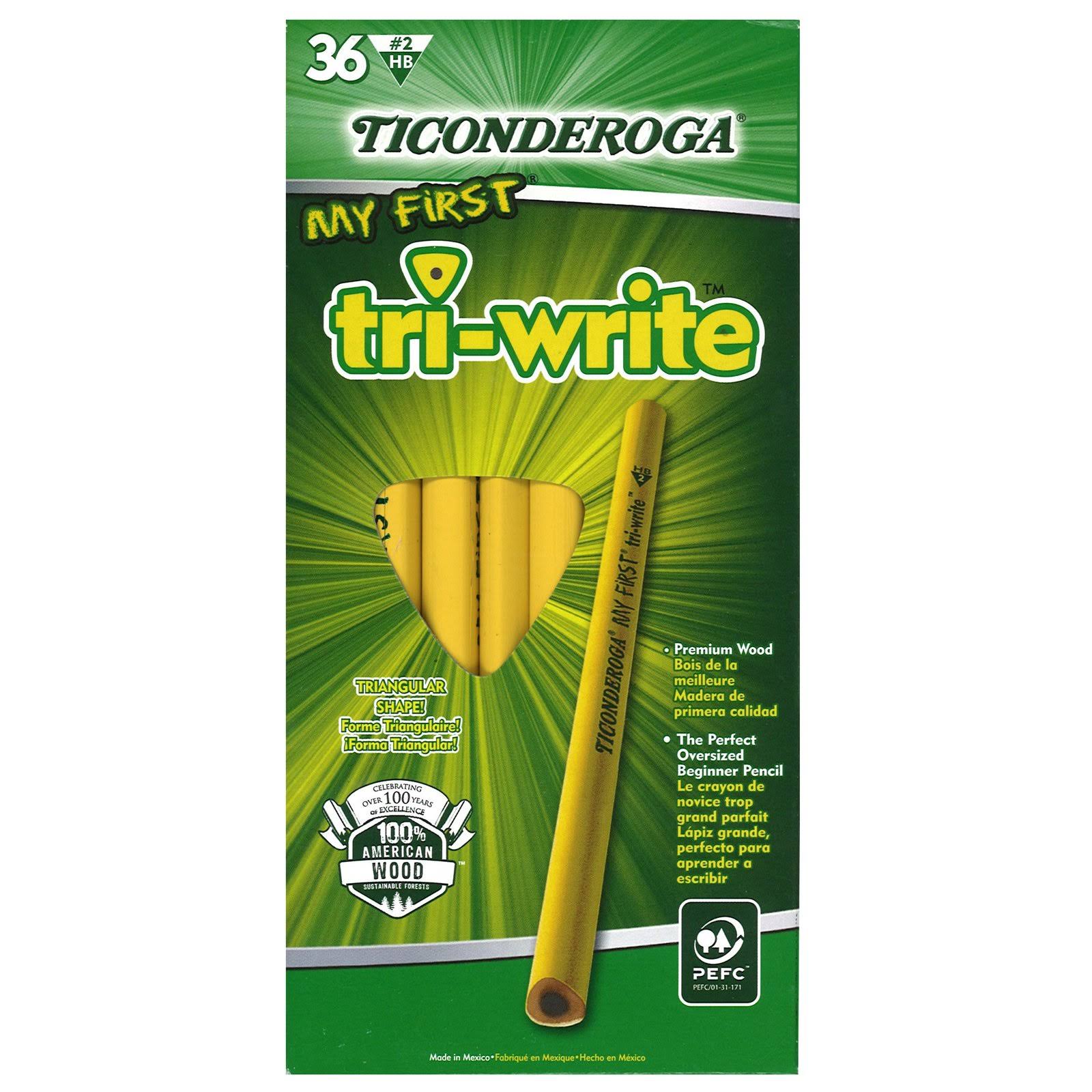 Ticonderoga Wood-Cased My First Tri-Write Pencils - Yellow, #2 HB Soft, 36ct