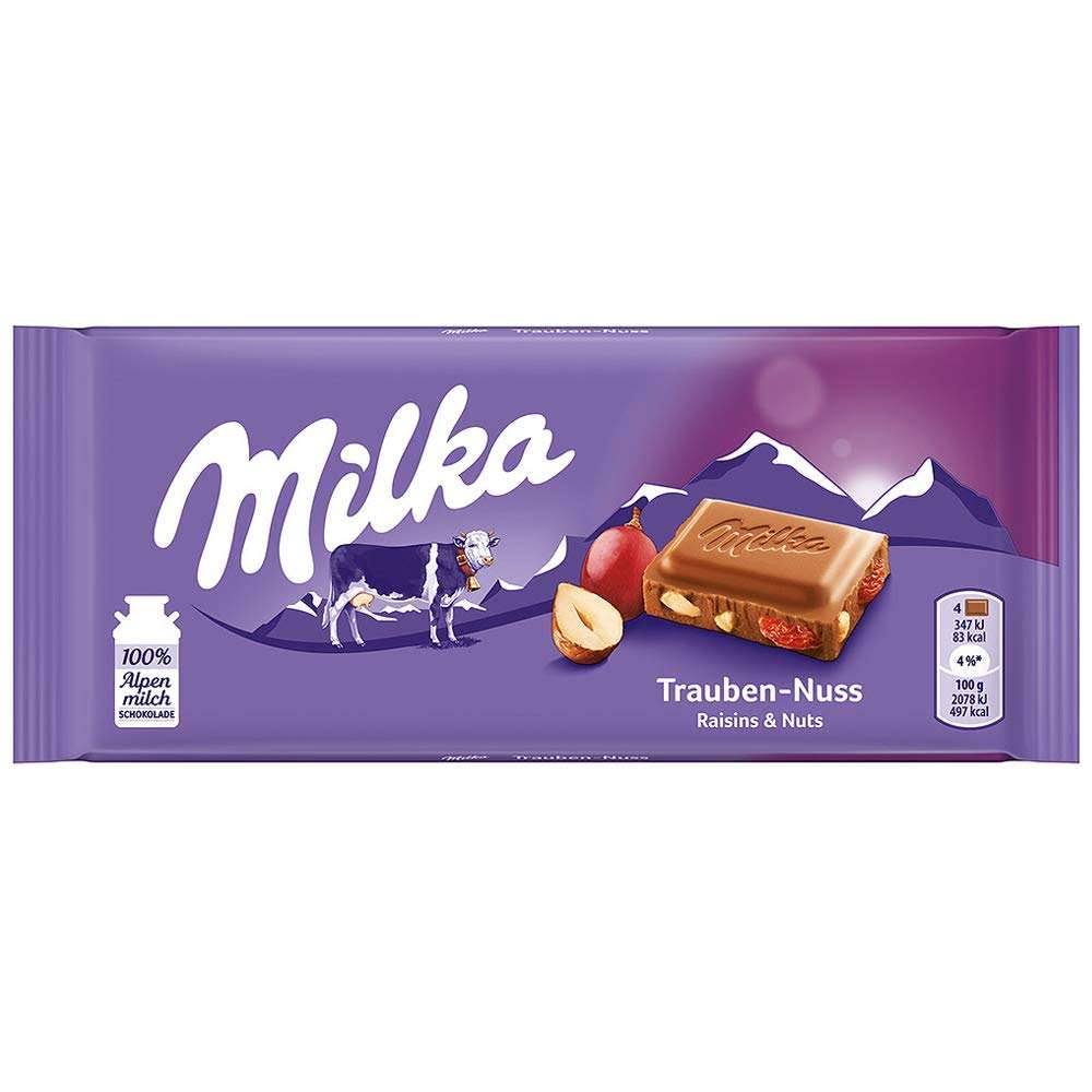 Milka Chocolate - Raisins & Hazelnuts, 100g