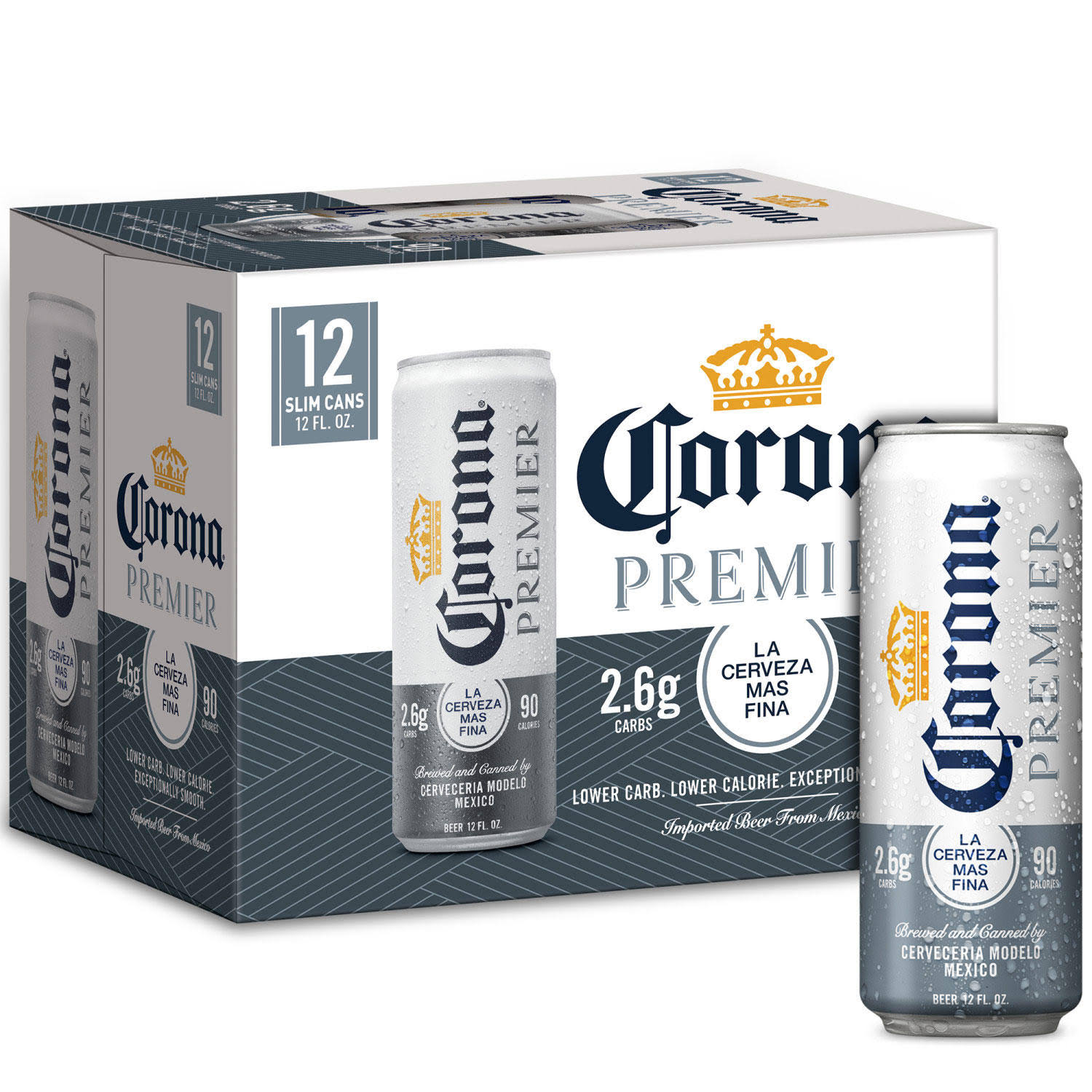 Corona Premier Beer - 12 pack, 12 fl oz slim cans