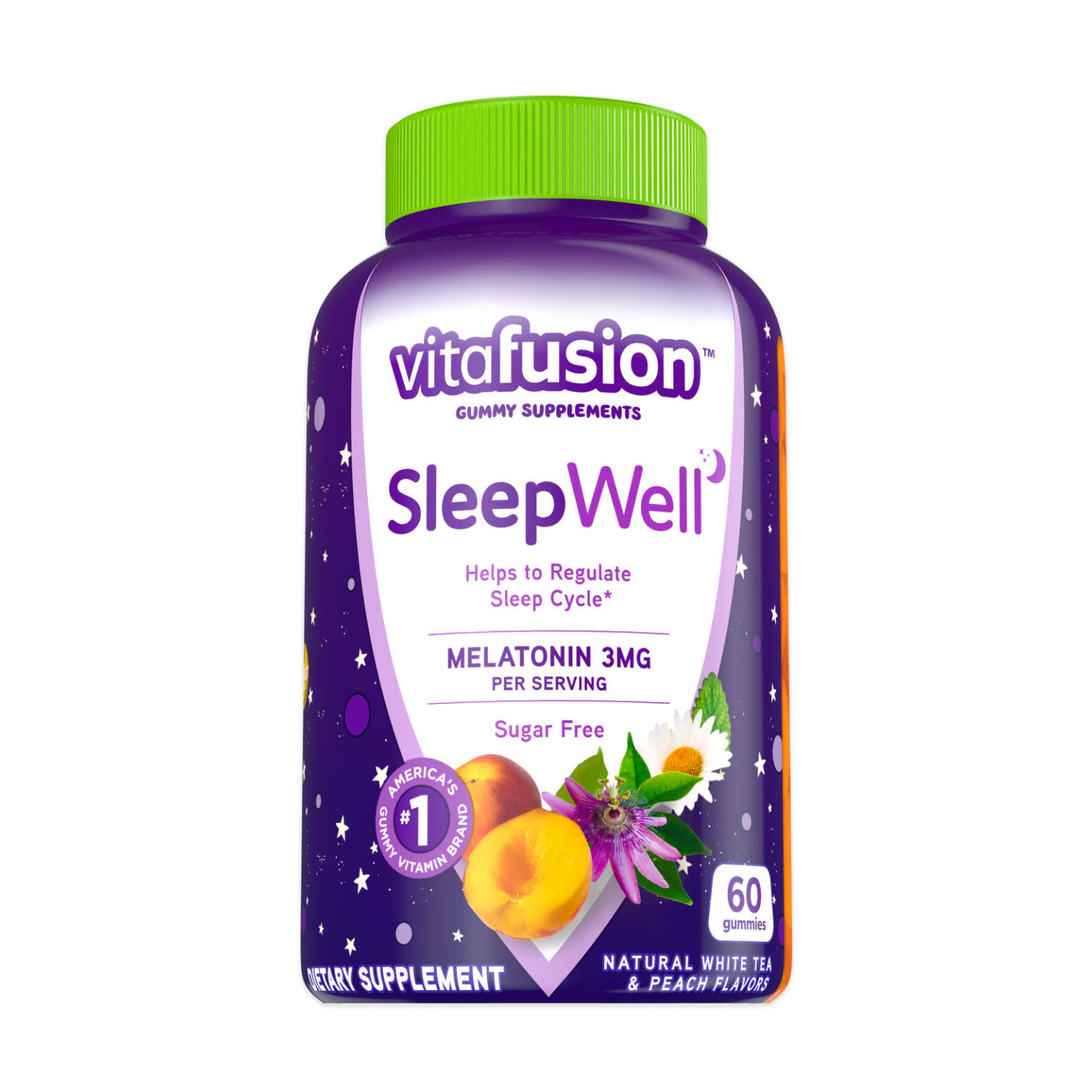 Vitafusion Sleepwell Melatonin Natural Gummies - White Tea With Passion Fruit, 3mg, 60 Pack