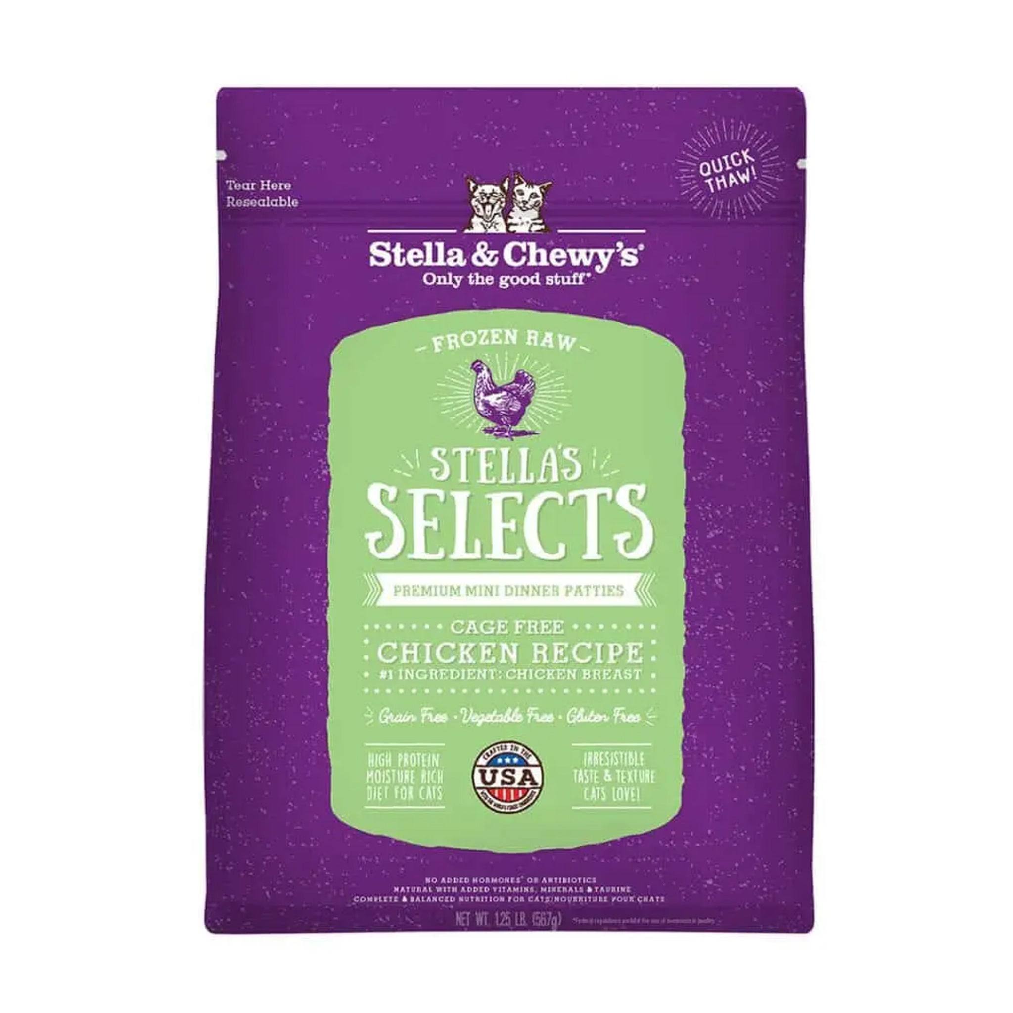 Stella & Chewy's Stella's Selects Cage-Free Chicken Mini Patties Raw Frozen Cat Food, 1-lb