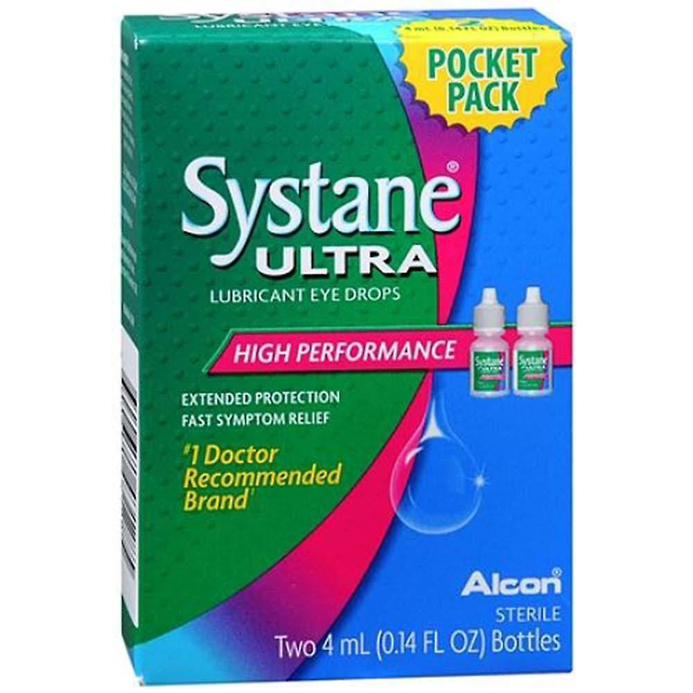 Alcon Systane Ultra Lubricant Eye Drops Pocket Pack - 2 Bottles, 4ml