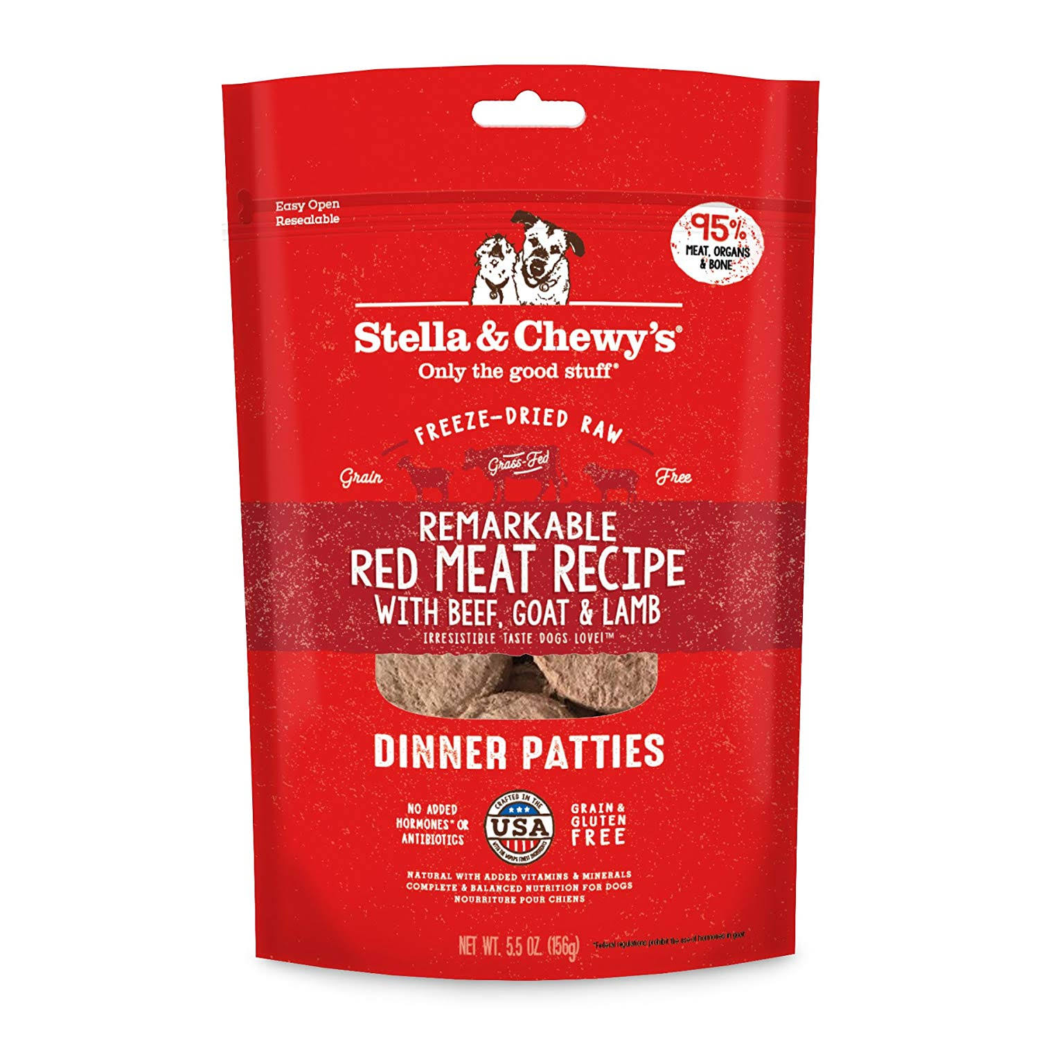 Stella & Chewy's Freeze-Dried Raw Remarkable Red Meat Recipe Dinner Patties Dog Food 5.5 oz