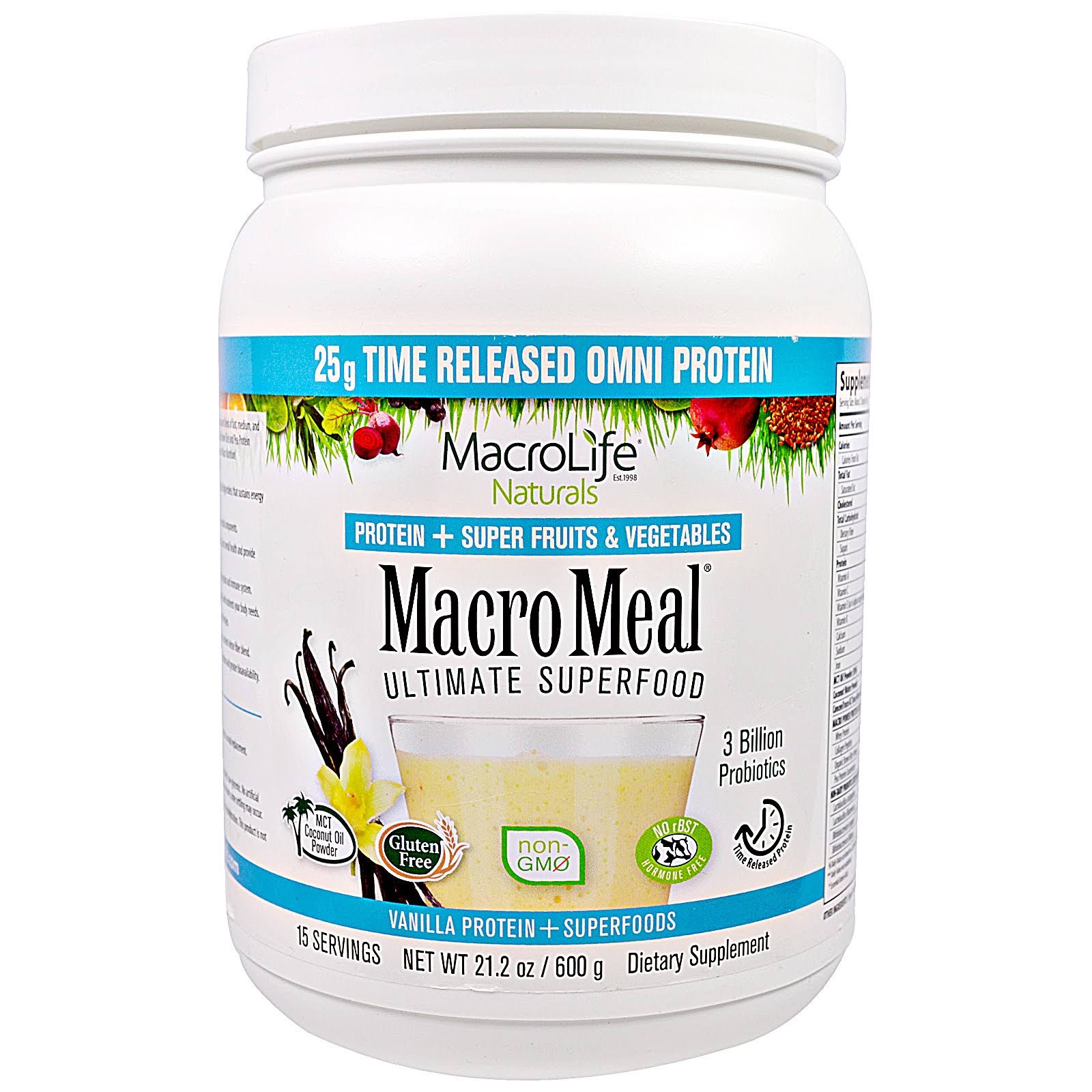 Macrolife Naturals Macro Meal Ultimate Superfood Powder Supplement - Vanilla, 21.2oz