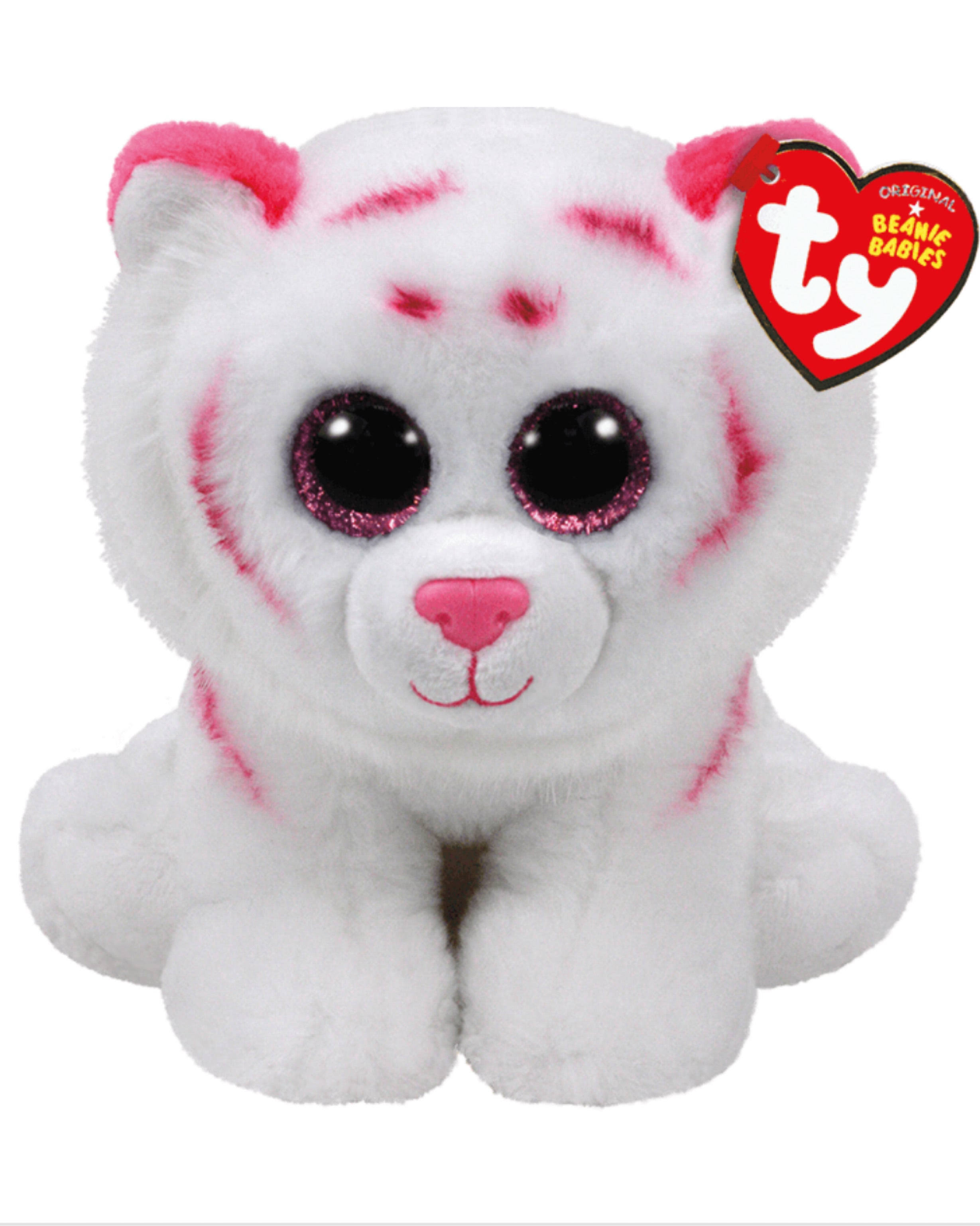TY Tabor Pink/White Tiger Beanie Babies